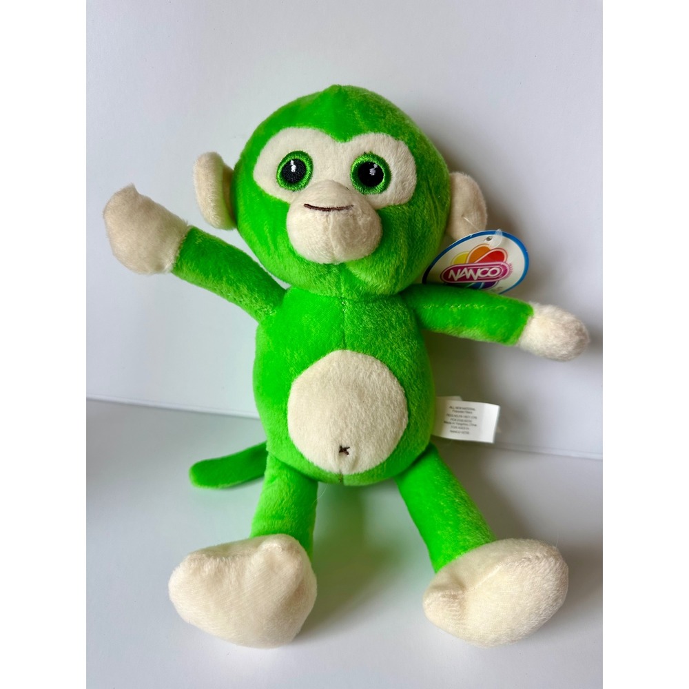 Nanco Green Monkey Plush Stuffed Animal Sparkle Eyes 02720 Lime Cream 9 Inch